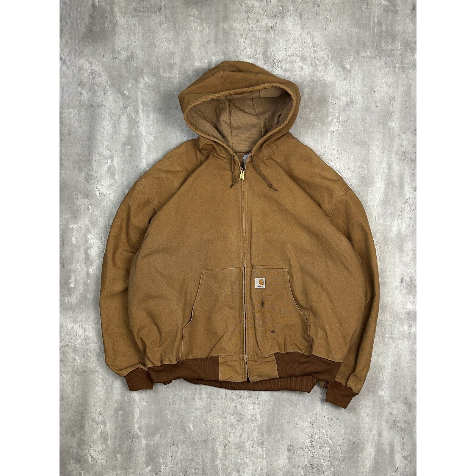 Vintage Carhartt Thermal Lined Canvas Workwear Hooded Active Jacket Size 6XL