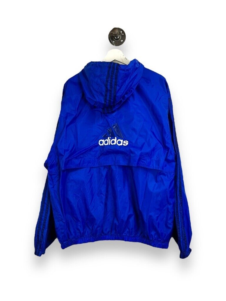 Vintage Adidas Embroidered Logo Hooded Full Zip Windbreaker Jacket Size Large