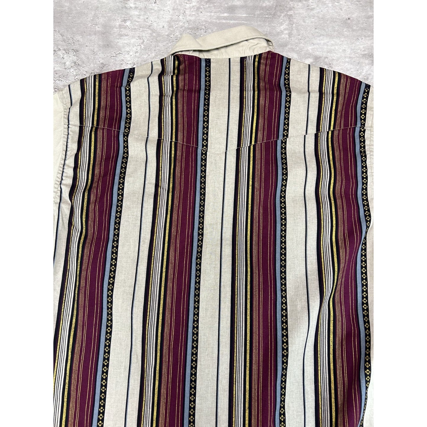 Vintage 80s Wrangler Pearl Snap Striped Long Sleeve Button Up Shirt Size XL