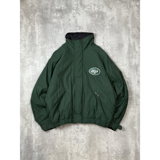Vintage New York Jets NFL Embroidered Logo Full Zip Bomber Jacket Size Medium