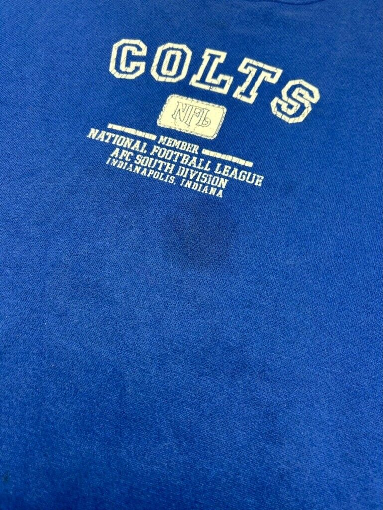 Vintage Indianapolis Colts NFL Spellout Graphic Sweatshirt Size Large Blue