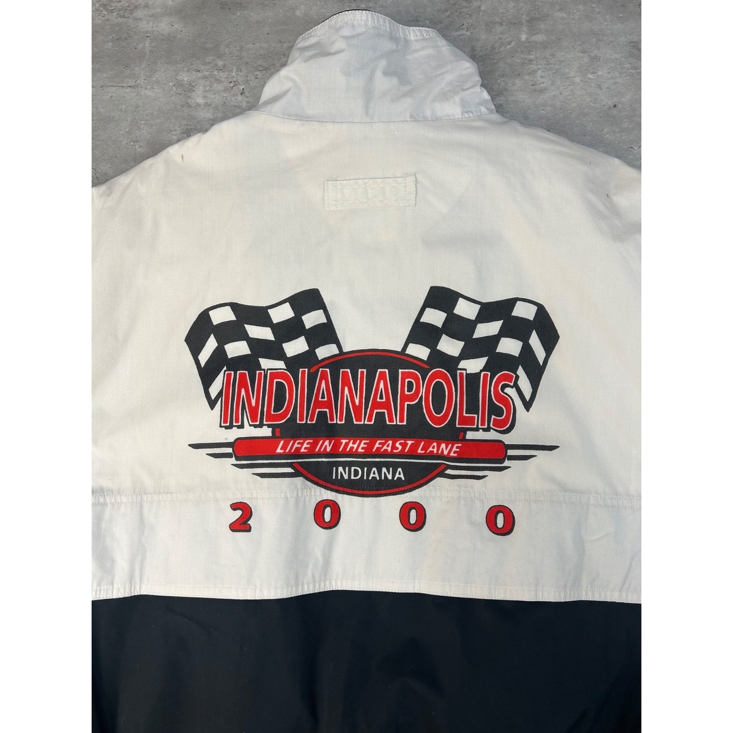 Vintage 2000 Nascar Indianapolis Graphic Logo 1/2 Windbreaker Jacket Size Large