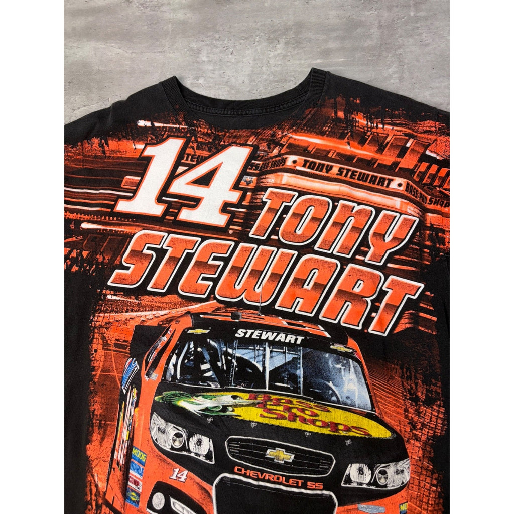 Vintage Tony Stewart #14 Nascar All Over Print Racing T-Shirt Size Large