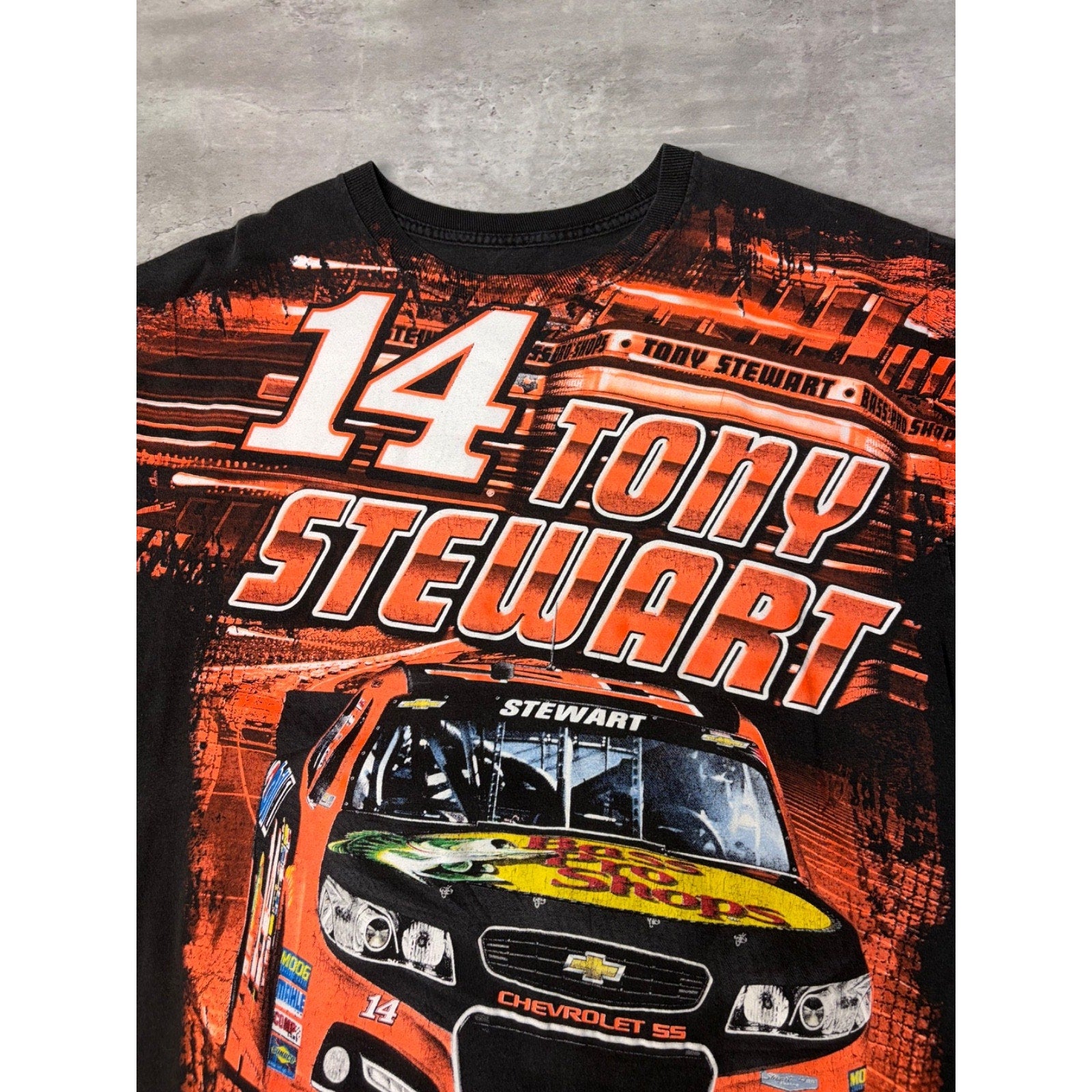Vintage Tony Stewart #14 Nascar All Over Print Racing T-Shirt Size Large