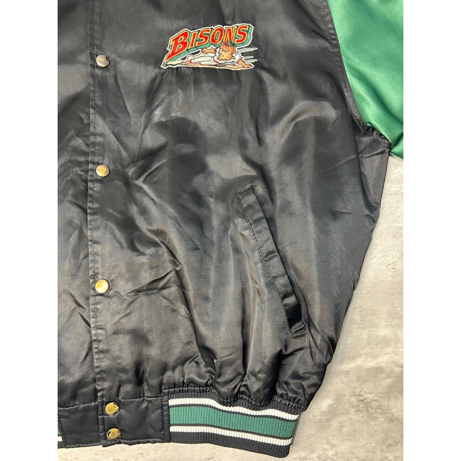 Vintage 90s Buffalo Bisons MiLB Starter Satin Bomber Jacket Size XL