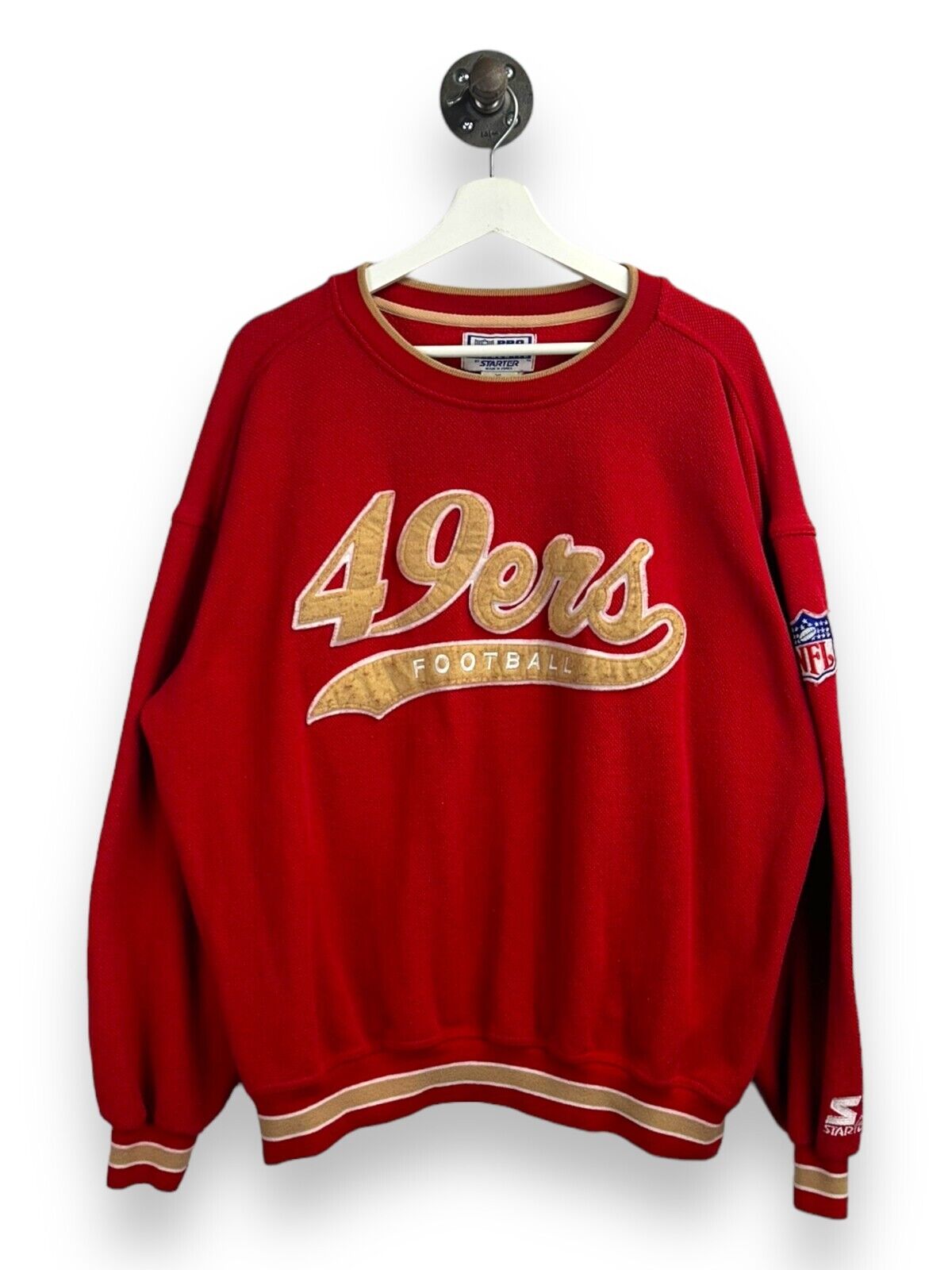 Vintage 90s San Fransisco 49ers NFL Starter Script Spellout Sweatshirt Size XL