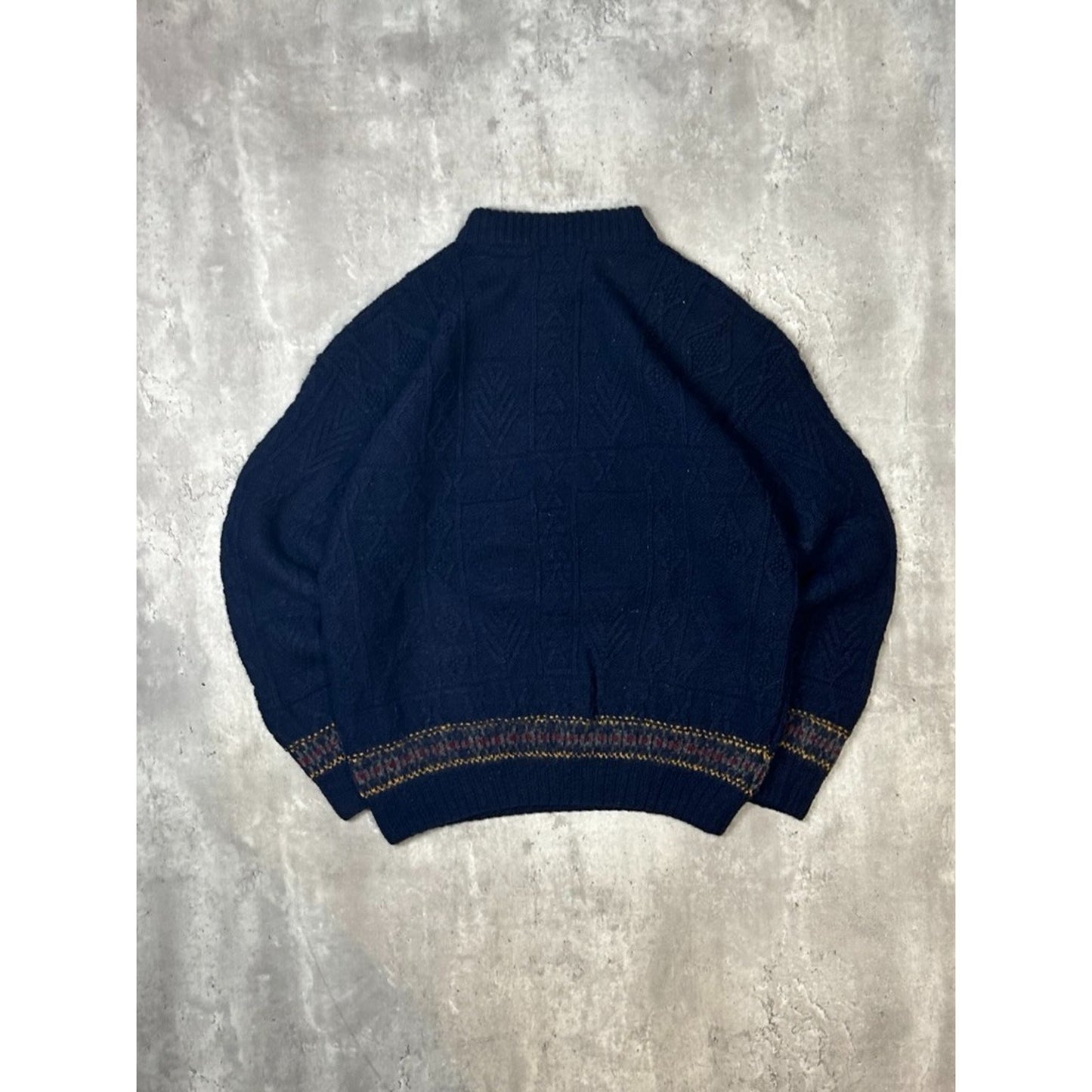 Vintage 90s Pattern Print Striped Ribbed Knit Sweater Size Large