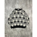 Vintage 90s Ron Chereskin Diamond Checkered Print Knit Sweater Size Large