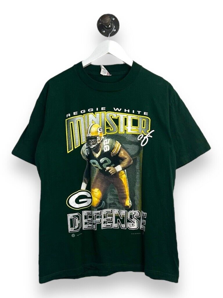 Vintage 1997 Reggie White #92 Green Bay Packers NFL Player Graphic T-Shirt Sz L