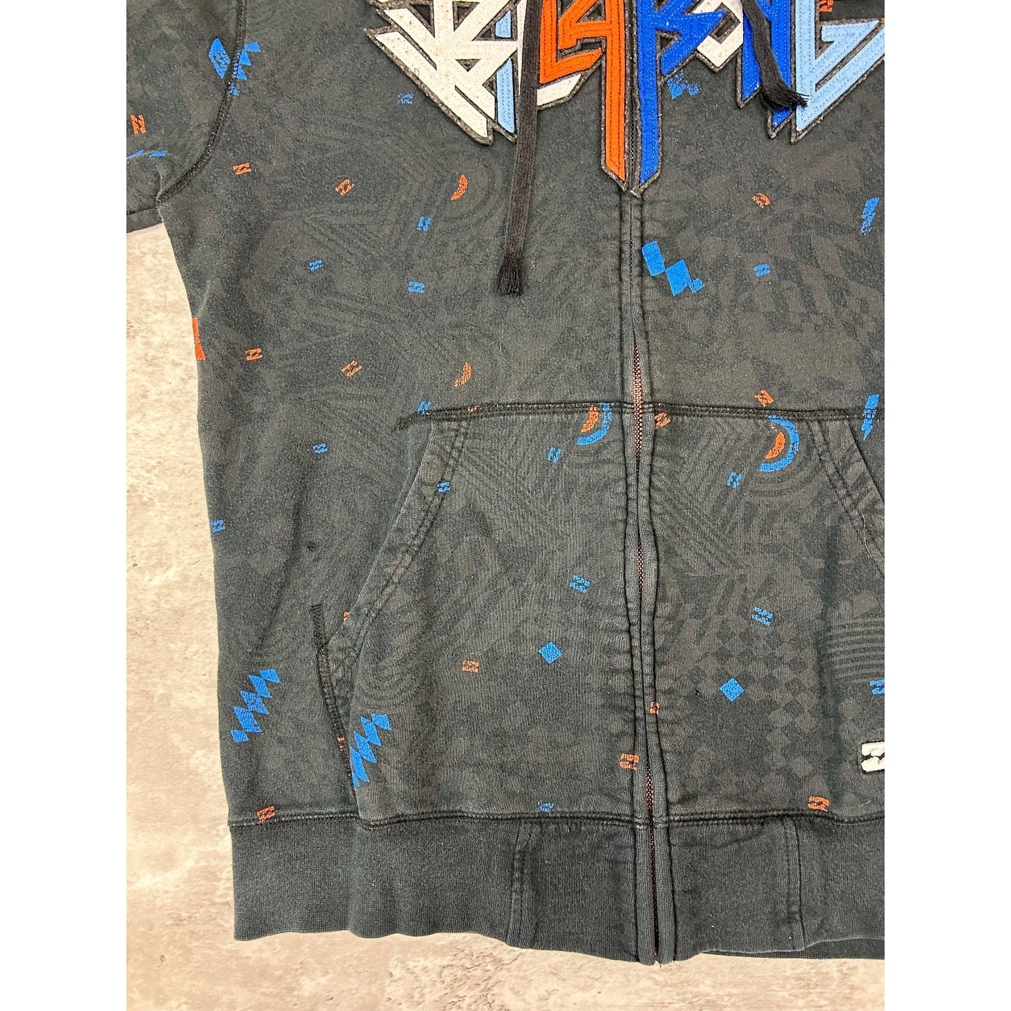 Vintage Y2K Billabong Embroidered Spellout Full Zip Hooded Sweatshirt Size XL