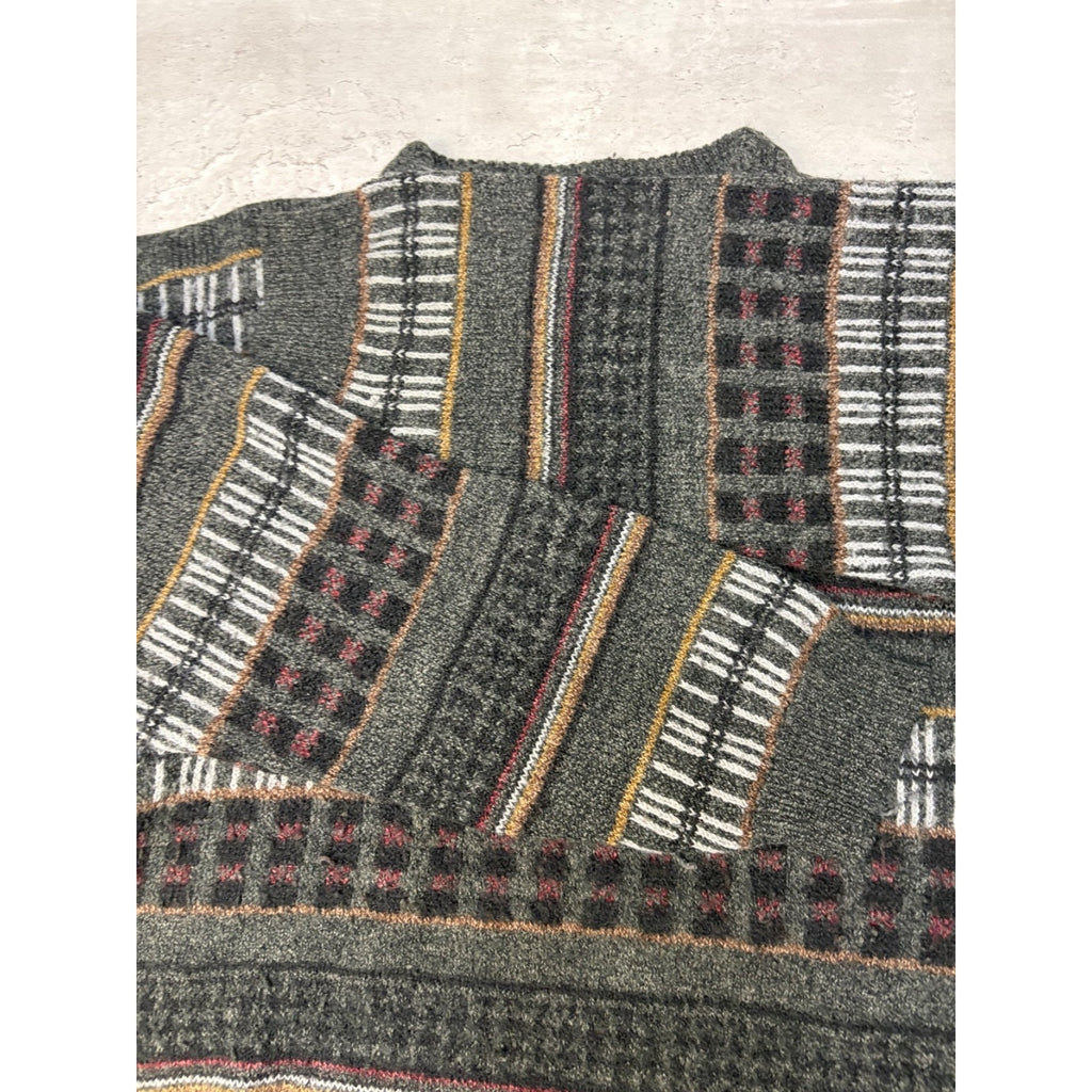 Vintage 80s/90s Etchings Abstract Striped Print Pullover Knit Sweater Size Large