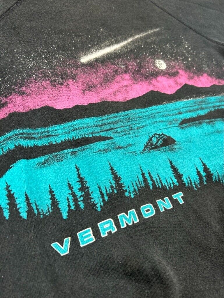 Vintage 80s Vermont Nature Horizon Wrap Around Destination Sweatshirt Sz Medium