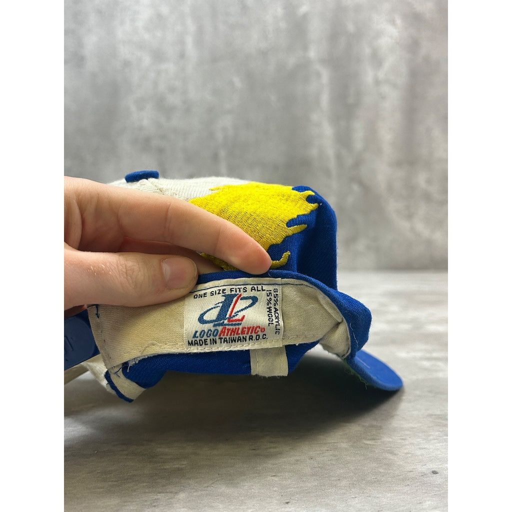 Vintage 90s St Louis Rams NFL Logo Athletic Splash Snapback Hat OSFA