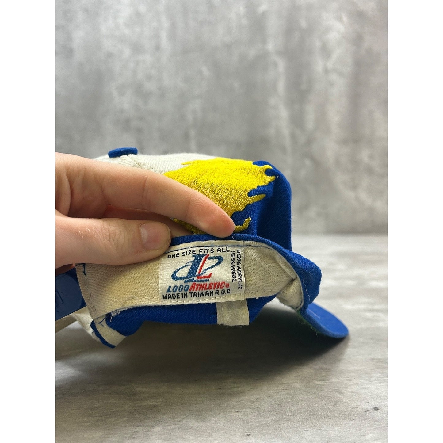 Vintage 90s St Louis Rams NFL Logo Athletic Splash Snapback Hat OSFA