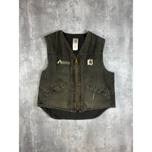 Vintage Carhartt Fleece Lined Canvas Workwear Full Zip Vest Size Large