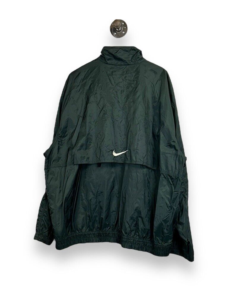 Vintage 90s Nike Embroidered Mini Swoosh Nylon Windbreaker Jacket Size 2XL Green