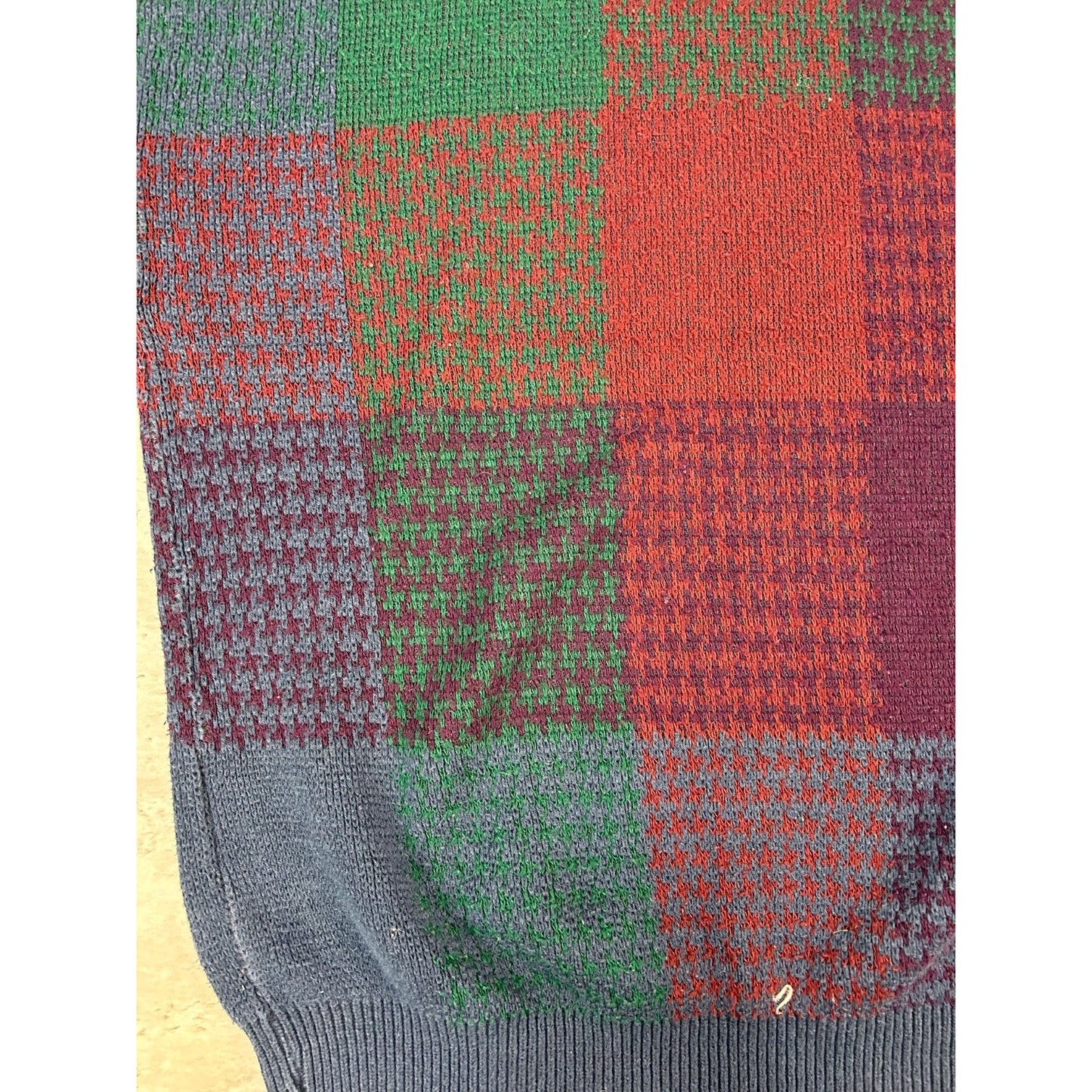Vintage Enro Plaid Pattern Multicolour Knit Sweater Size LT