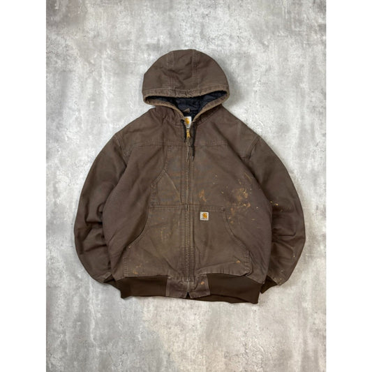 Vintage Carhartt Insulated Canvas Workwear Hooded Active Jacket Size XL