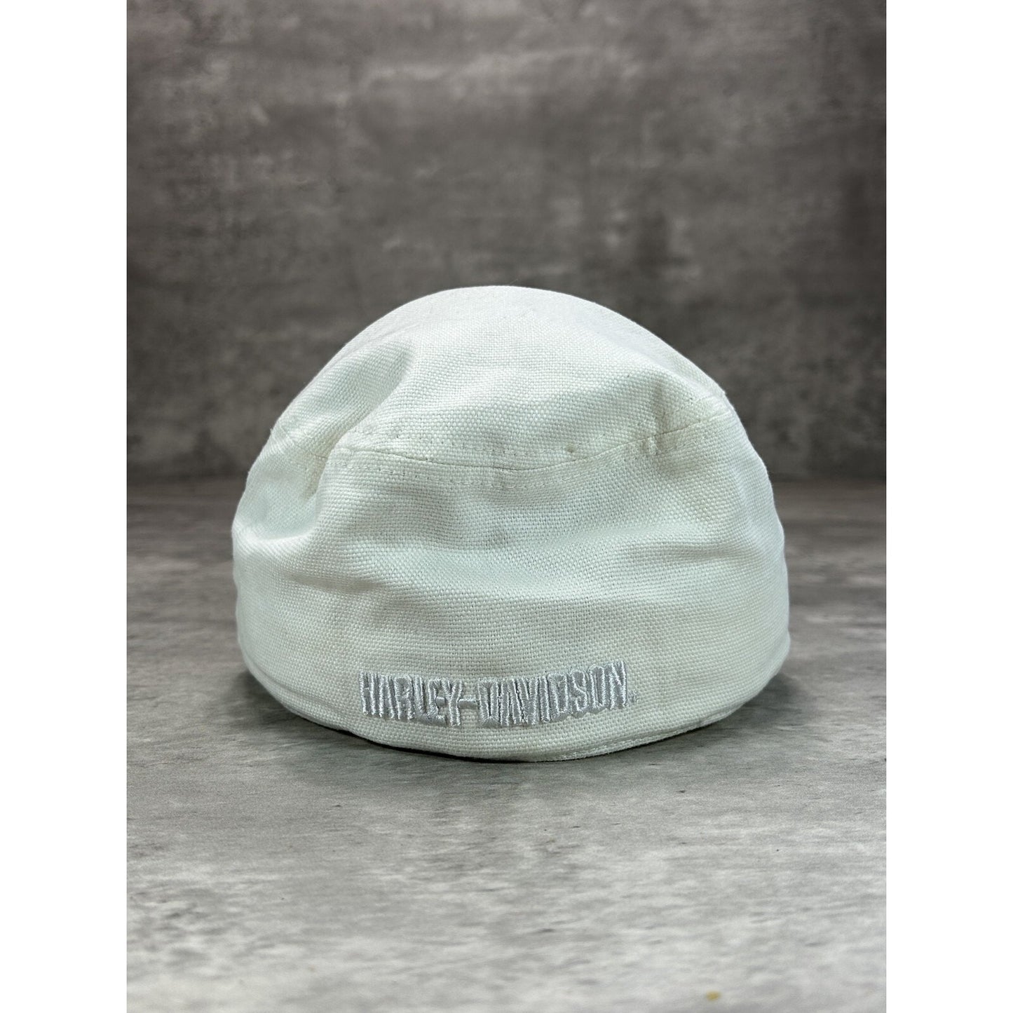 Vintage 2000s Harley Davidson Embroidered Logo Bedazzled Fitted Hat OSFA White