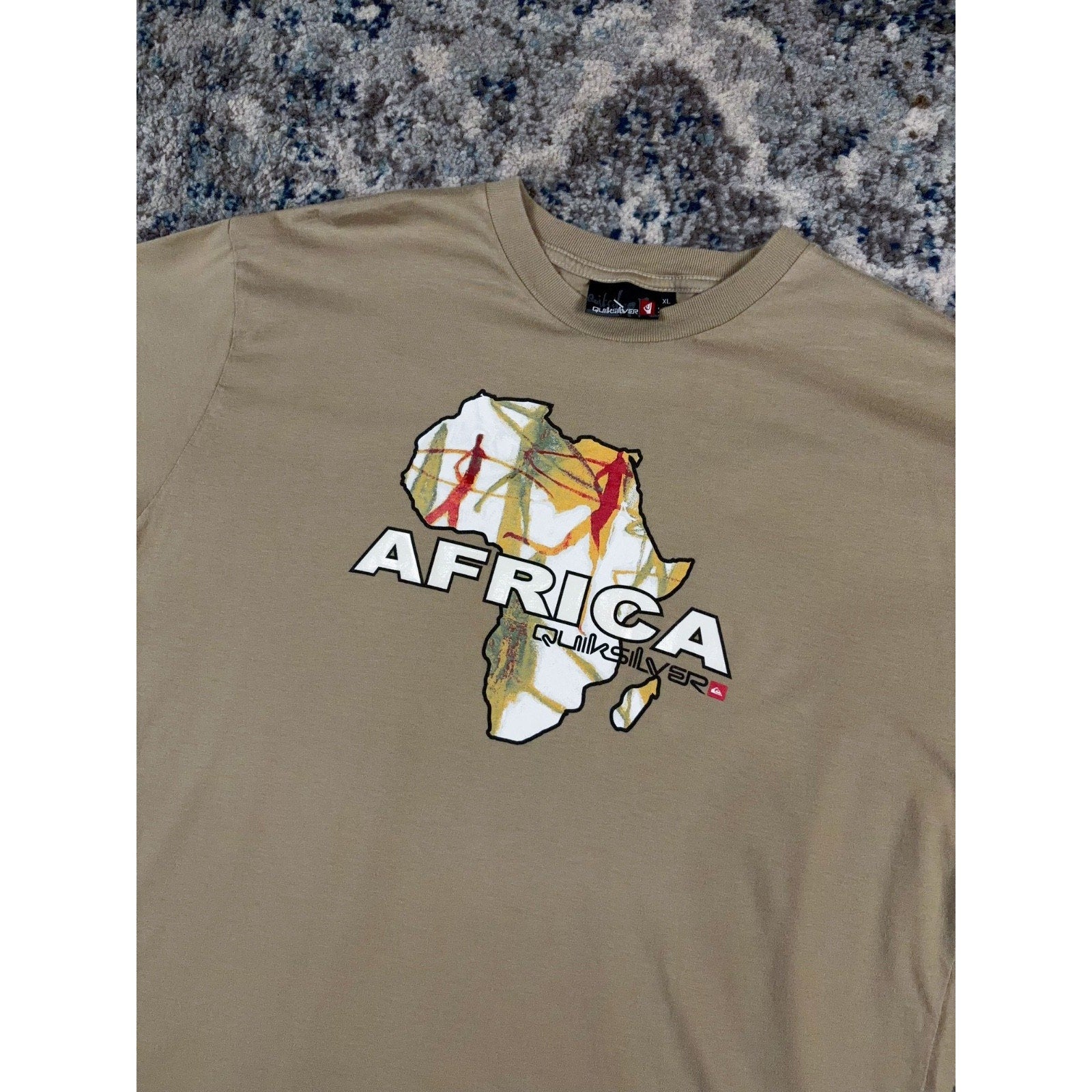 Vintage Y2K Quiksilver Africa Spellout Logo Continent Graphic T-Shirt Size XL