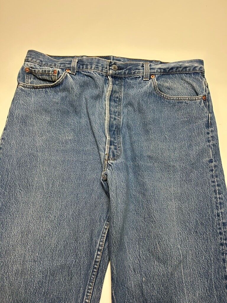 Vintage 90s Levis XX 501 Red Tab Medium Wash Denim Button Fly Pants Size 38