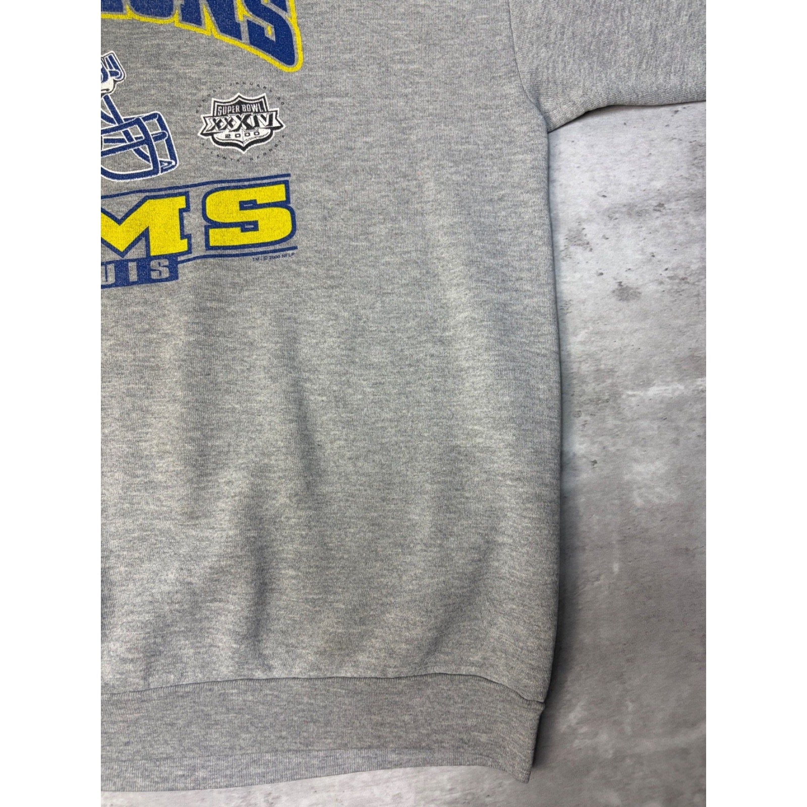 2000 St. Louis Rams NFL Super Bowl XXXIV Champions Graphic Sweatshirt Size XL