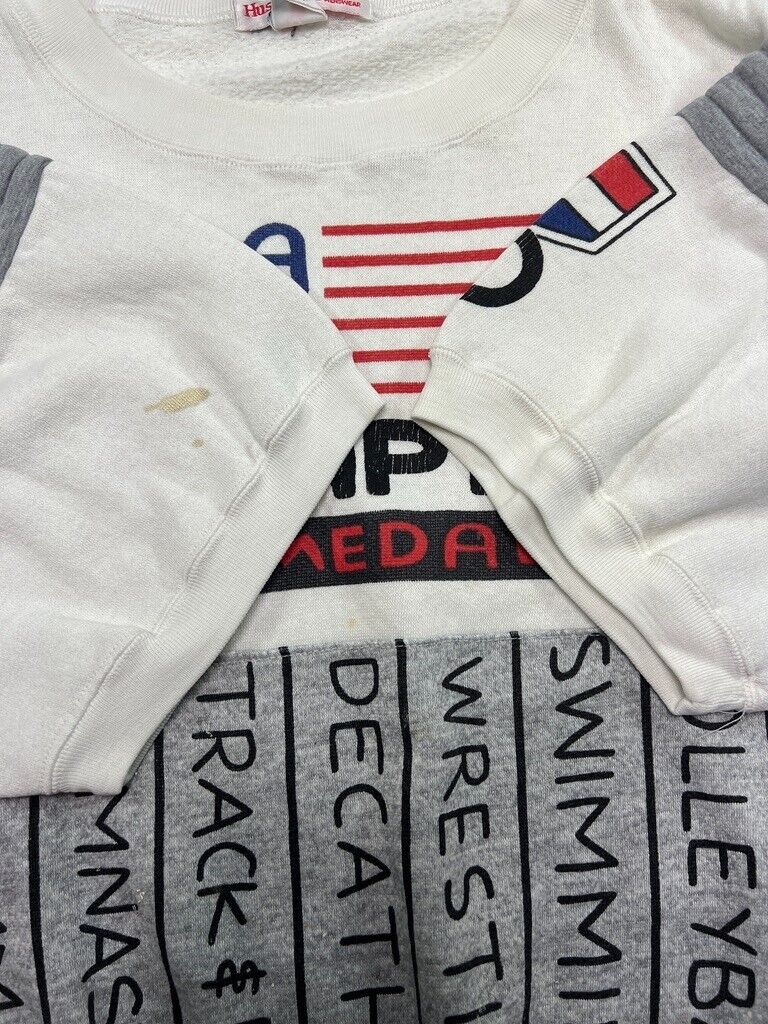 Vintage 80s USA Olympian Gold Medalist Graphic Short Sleeve Sweatshirt Sz Large