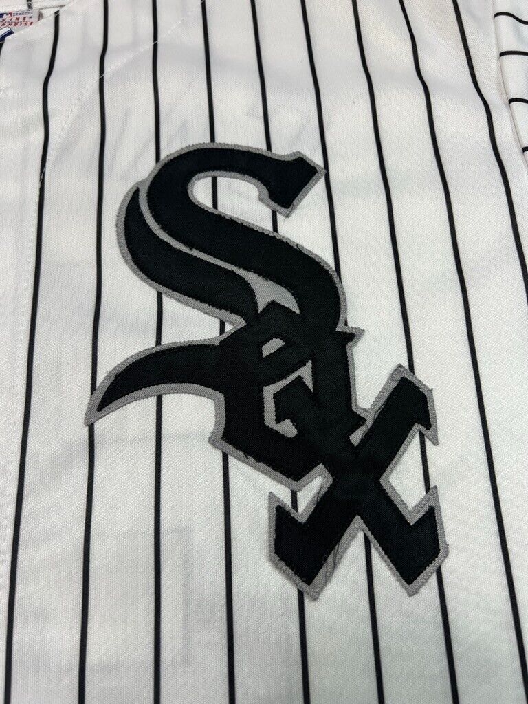 Vtg 90s Jon Garland #8 Chicago White Sox MLB Pinstripe Majestic Jersey Sz XL