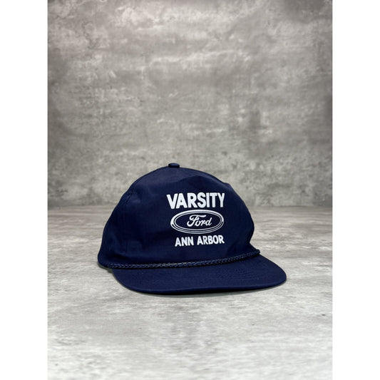 Vintage Varsity Ford Ann Arbor Graphic Spellout Logo Snapback Hat OSFA Blue