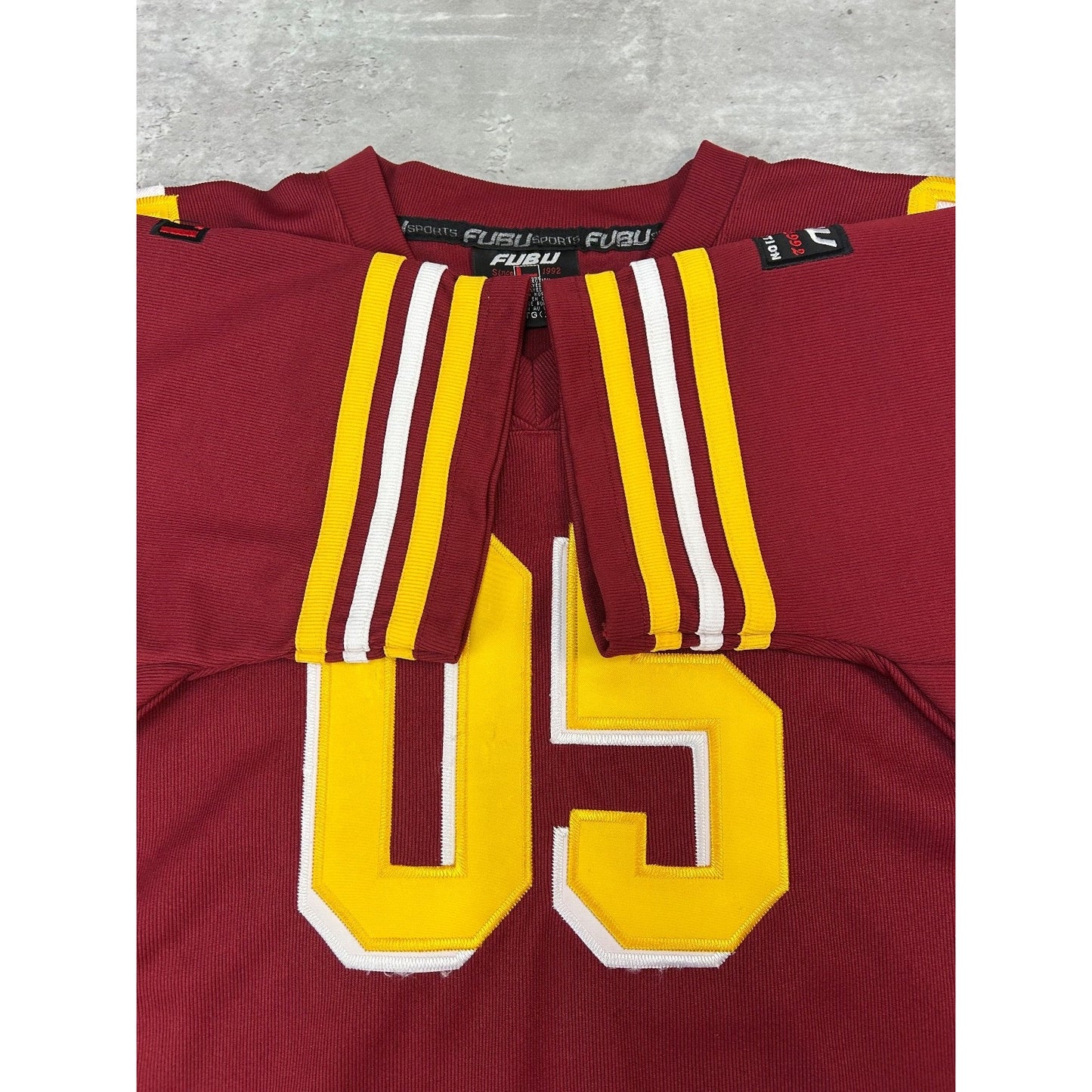 Vintage Y2K Fubu #05 Stitched Football Jersey Size XL Maroon / Yellow