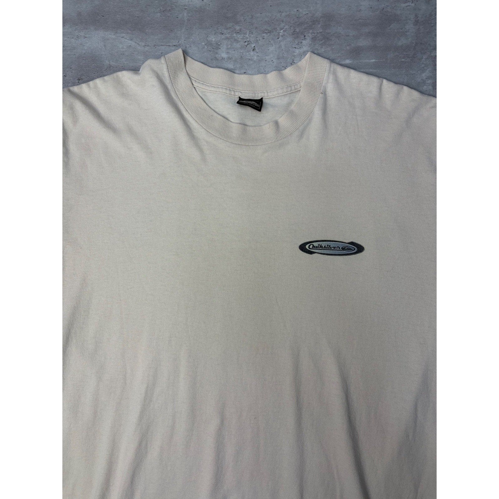 Vintage 90s Quiksilver Surfing Spellotu Graphic Earth Tone T-Shirt Size Large