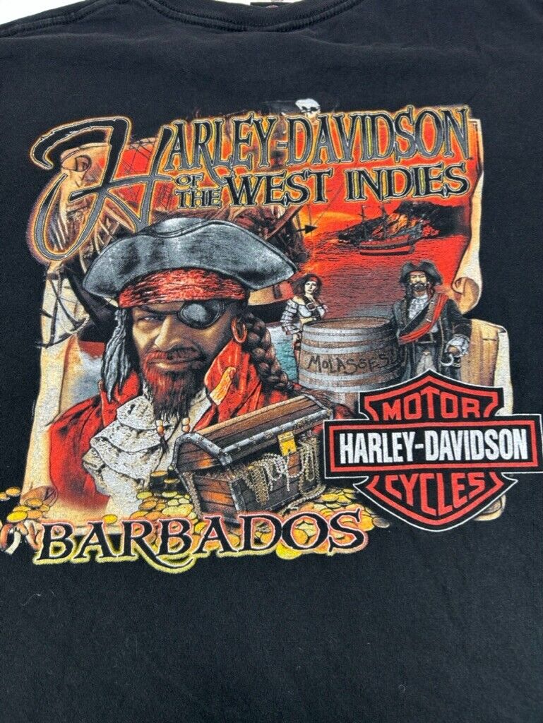 Harley Davidson Barbados Pirate Graphic T-Shirt Size 2XL Black