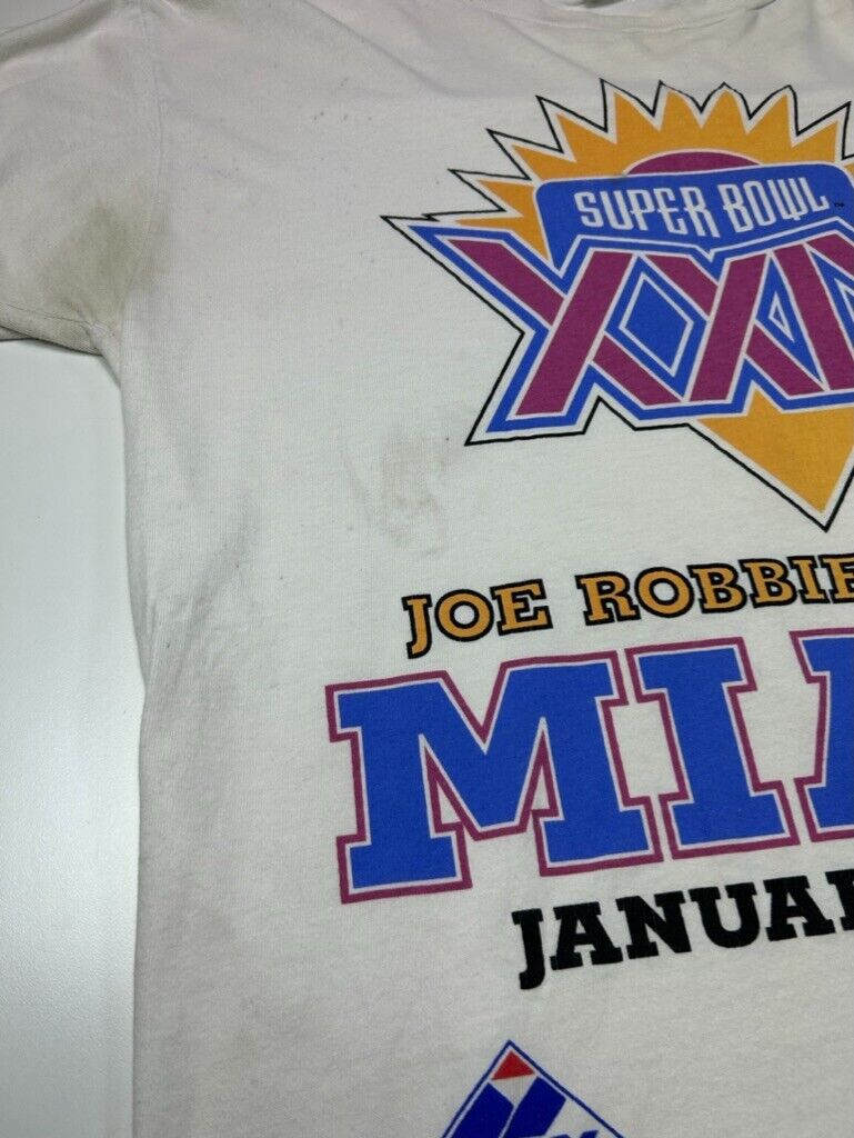 Vintage 1995 NFL Super Bowl XXIX Miami Graphic Football T-Shirt Size Large White