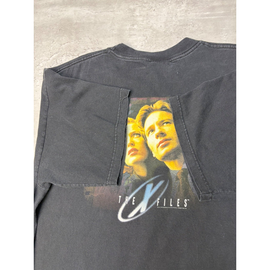 Vintage 1998 The X Files Tv Show Promo Embroidered Spellout T-Shirt Size XL