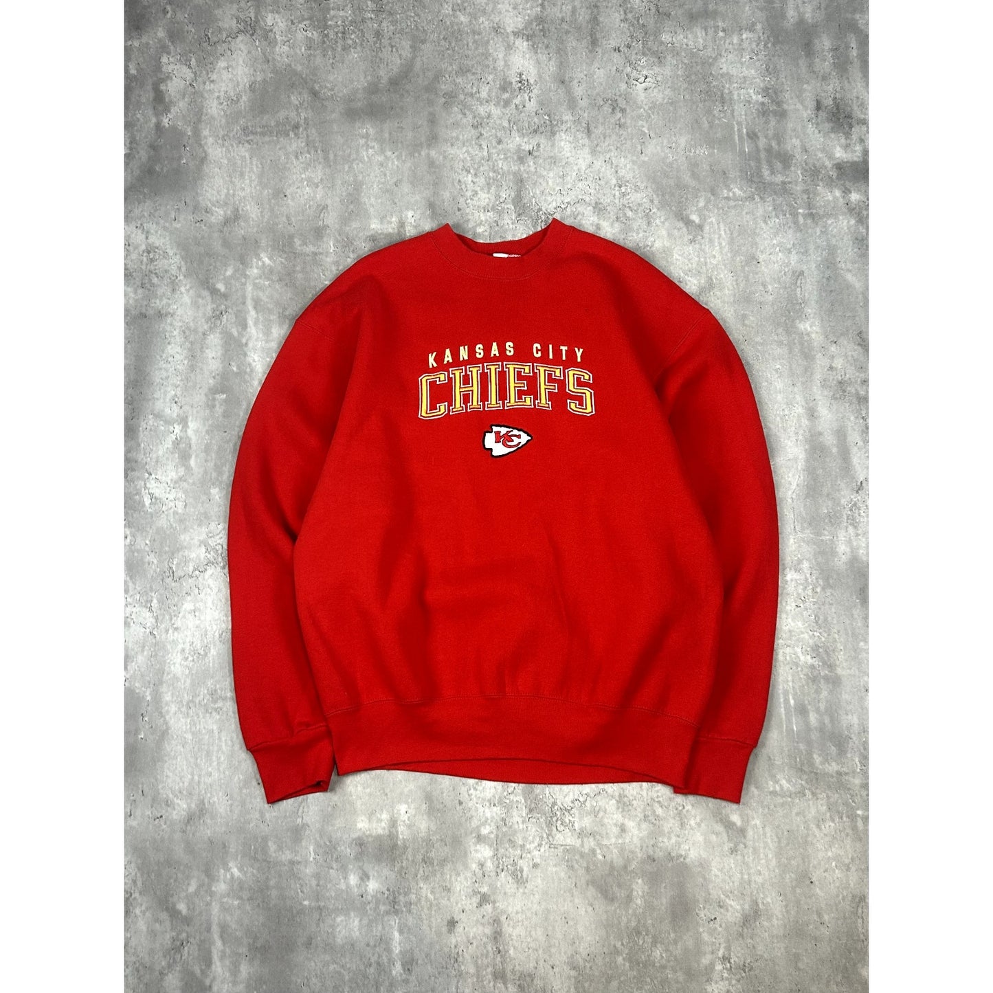 Vintage 90s Kansas City Chiefs NFL Embroidered Spell Out Sweatshirt Size XL Red