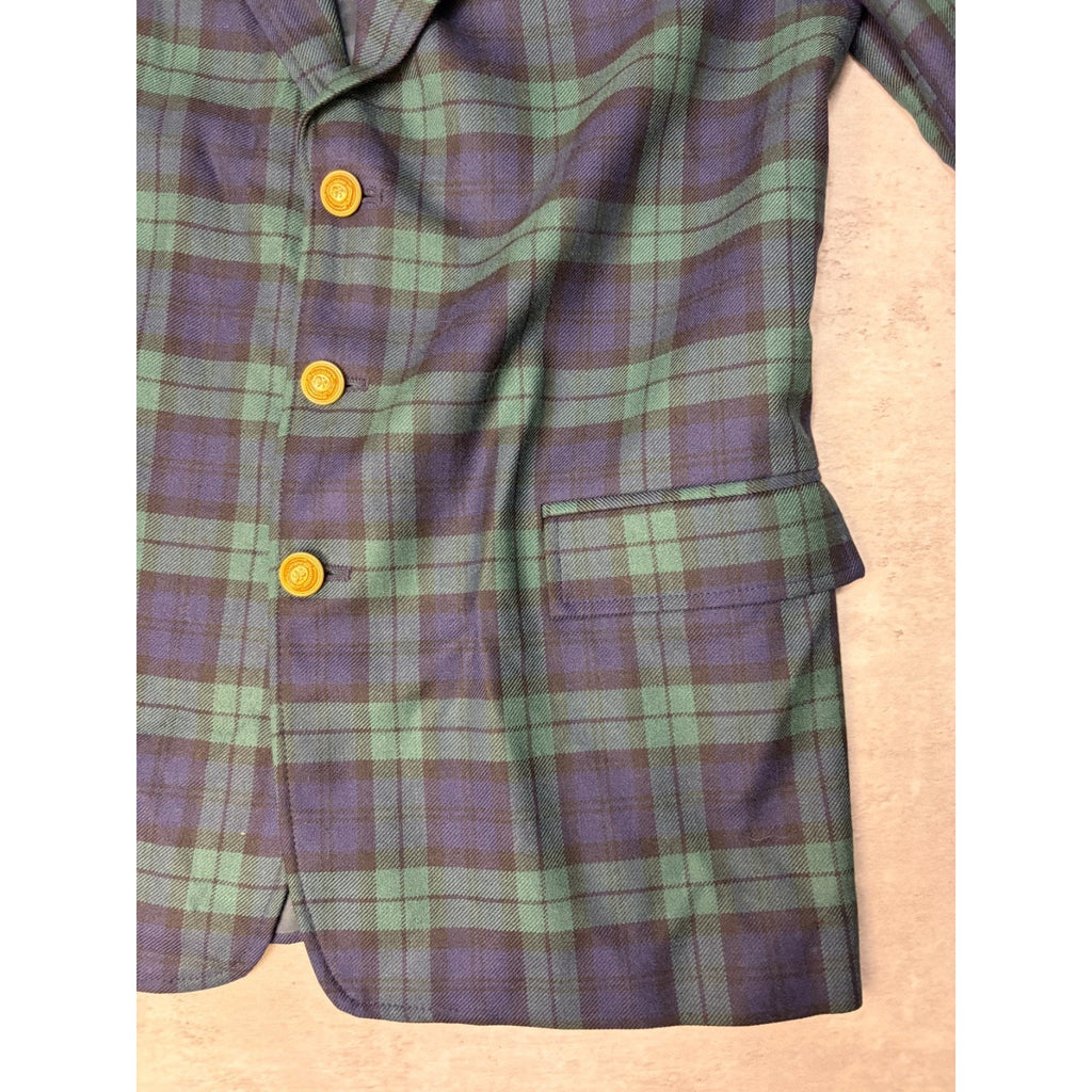 Vintage 1990s Tommy Hilfiger Green / Blue Plaid Print Blazer Jacket Size 18 Reg