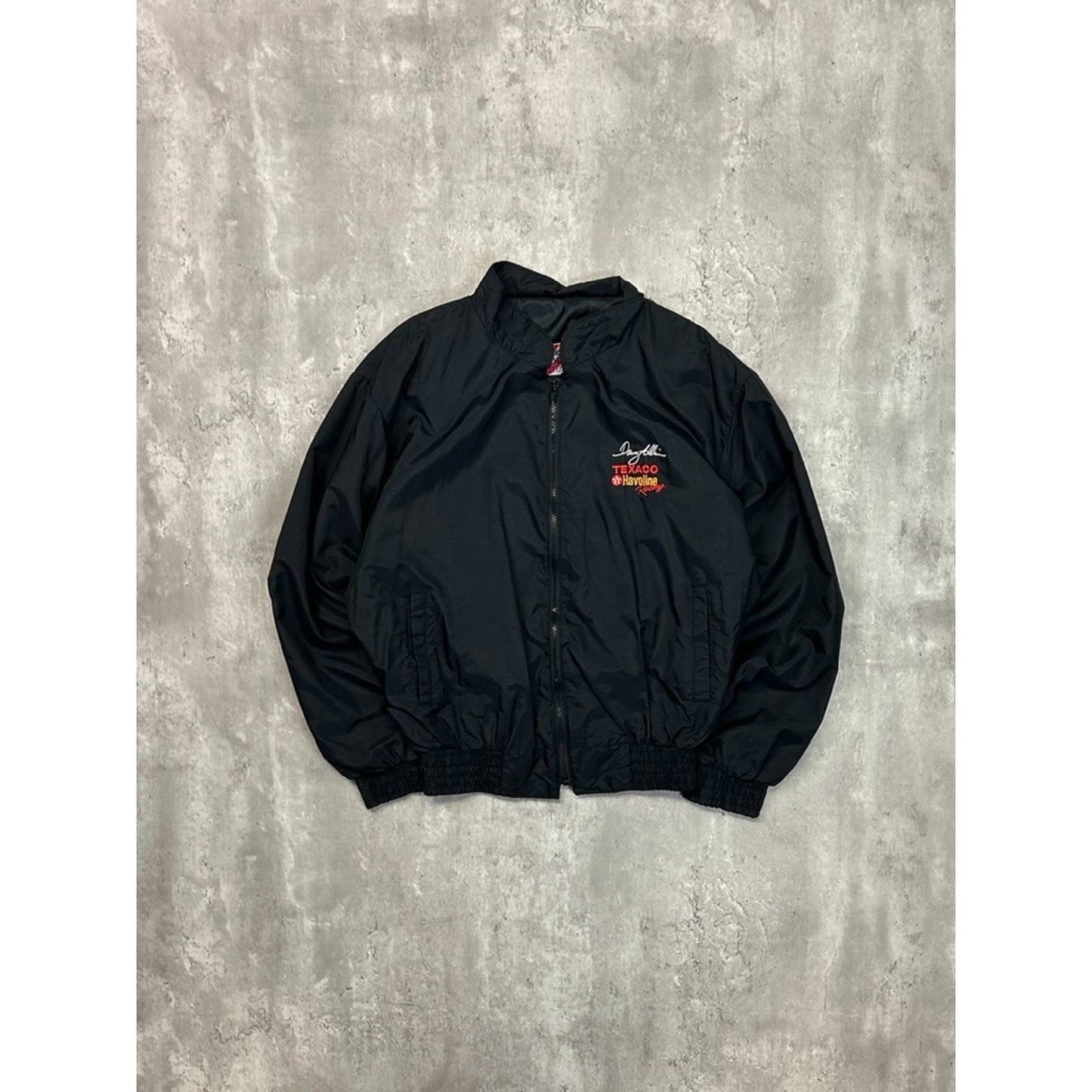 Vintage 90s Davey Allison #28 Embroidered Nascar Racing Bomber Jacket Size Large