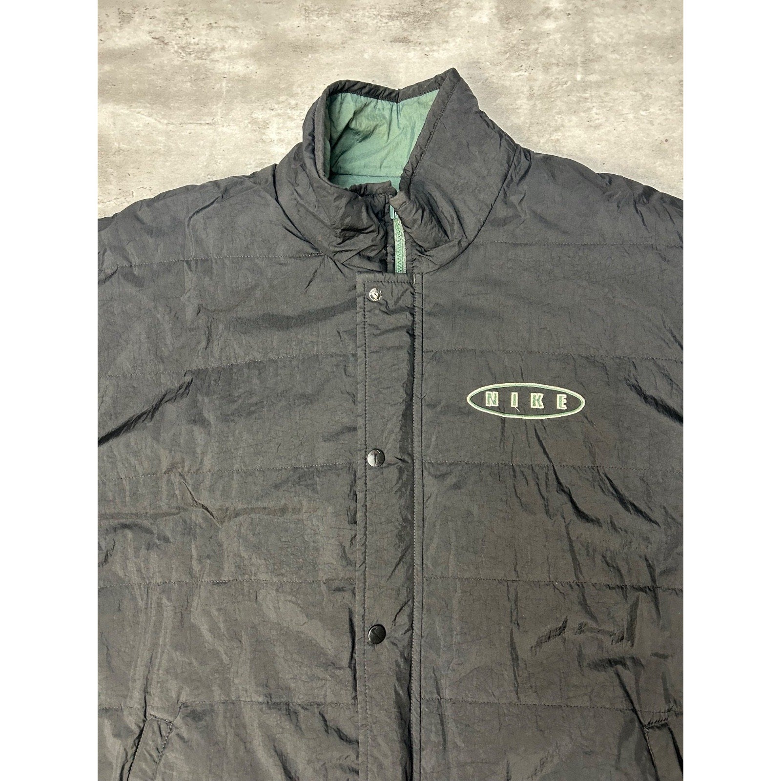 Vintage 90s Nike Embroidered Spellout Reversible Insulated Jacket Size XL