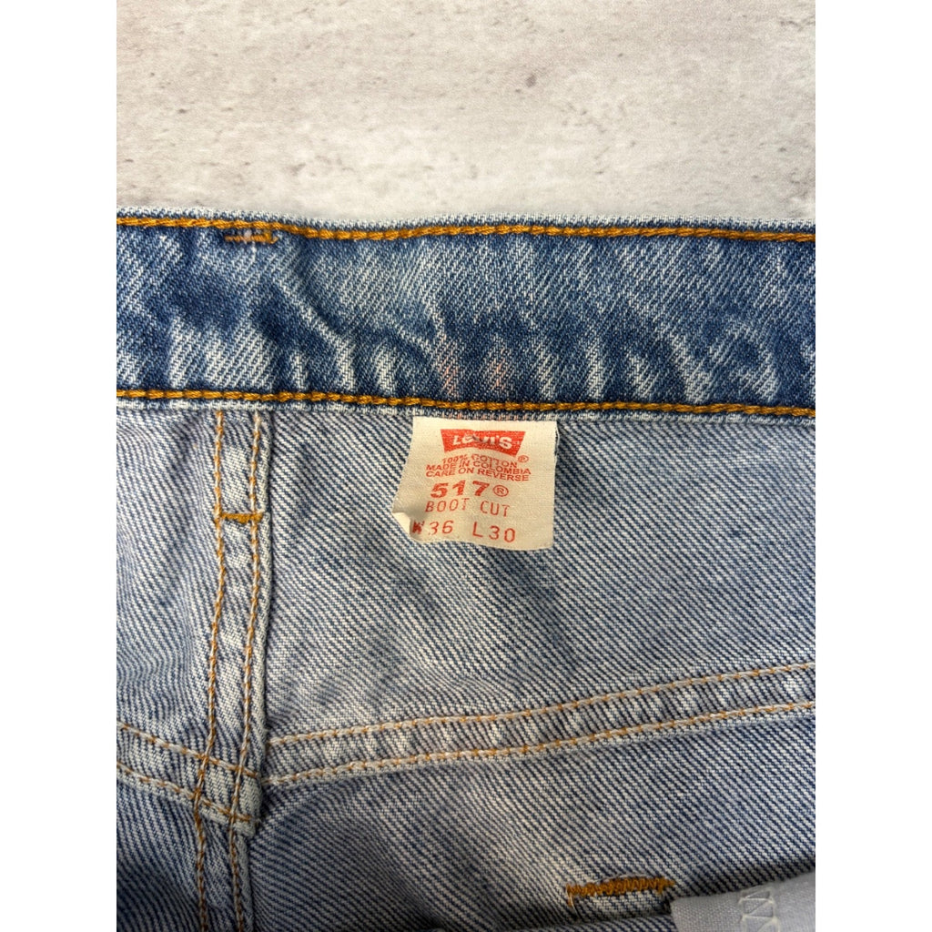 Vintage Levis 517 Red Tab Boot Cut Medium Wash Denim Pants Size 35