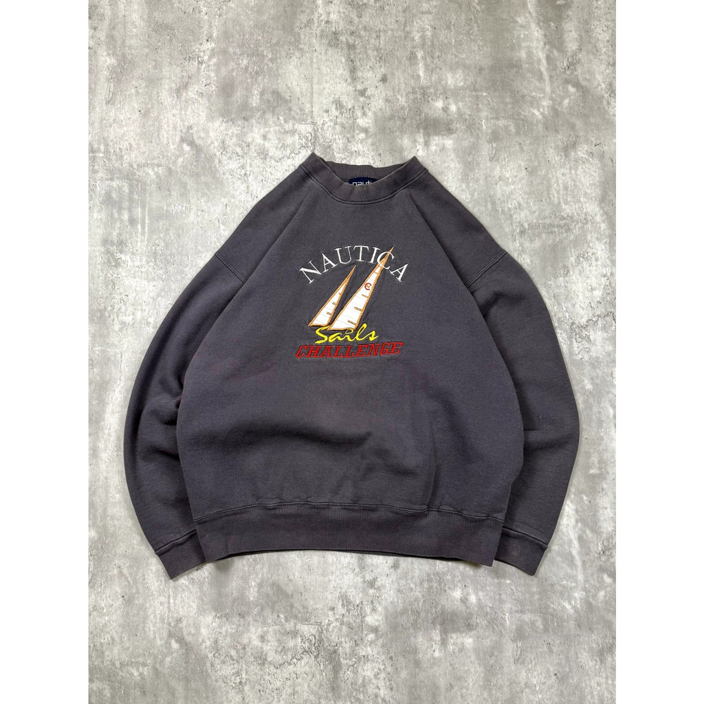 Vintage Nautica Sails Embroidered Spellout Graphic Crewneck Sweatshirt Size XL