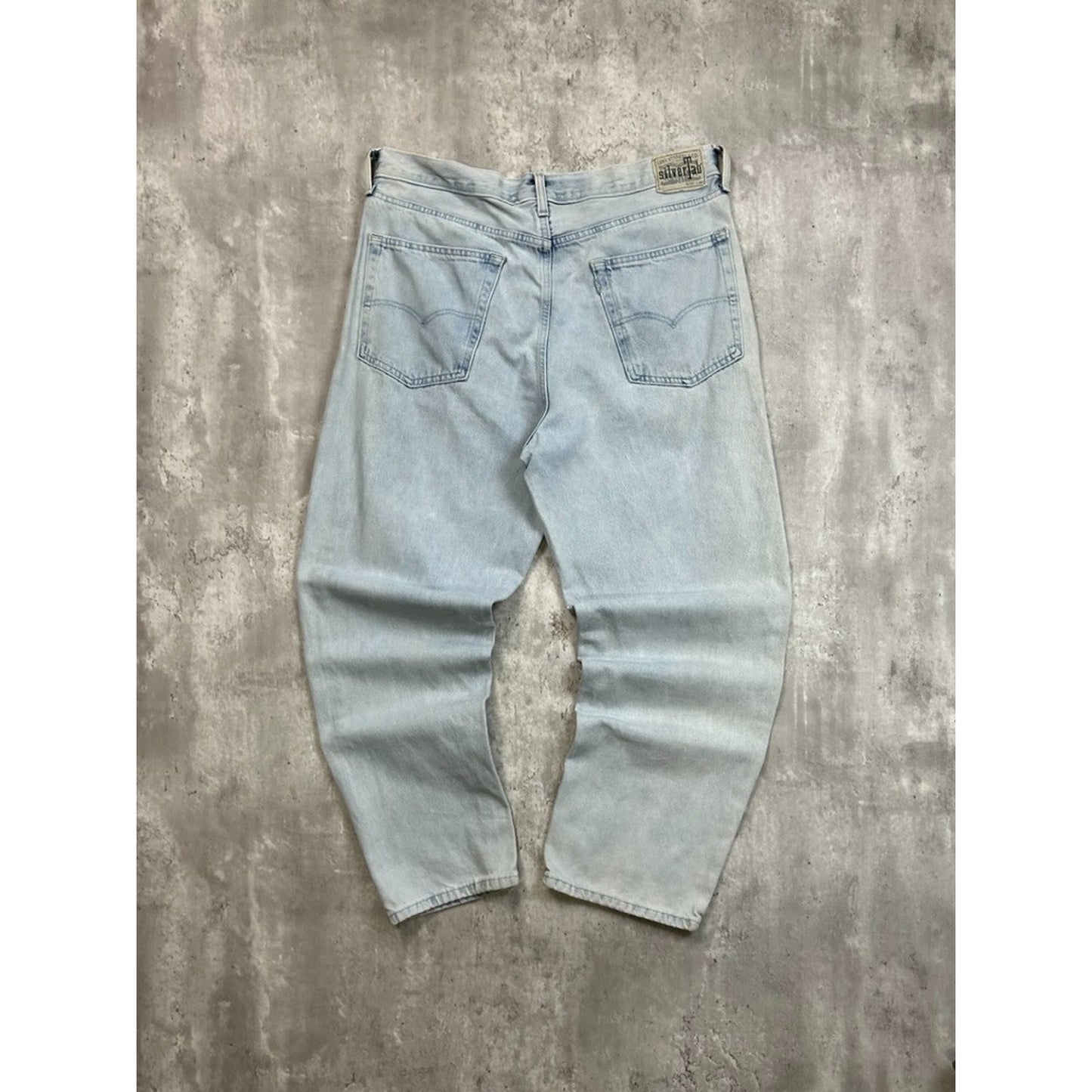 Vintage Levis Silvertab Loose Fit Light Wash Baggy Denim Pants Size 37