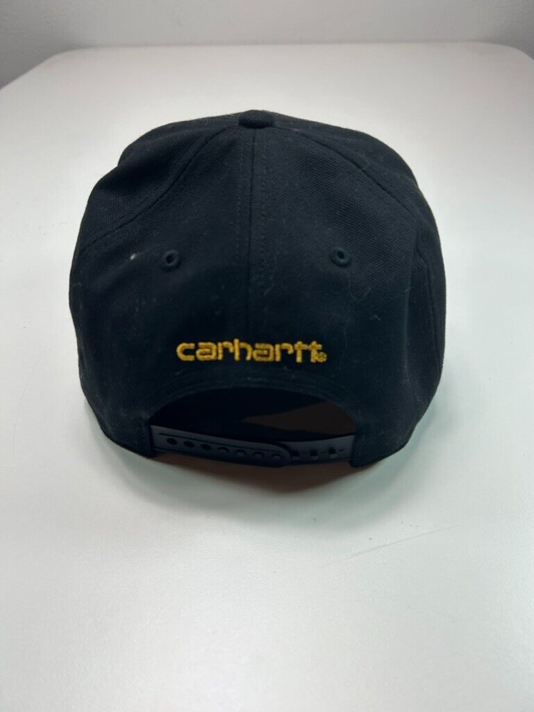 Vintage Carhartt Embroidered Patch Spellout Canvas Snapback Hat OSFA Black