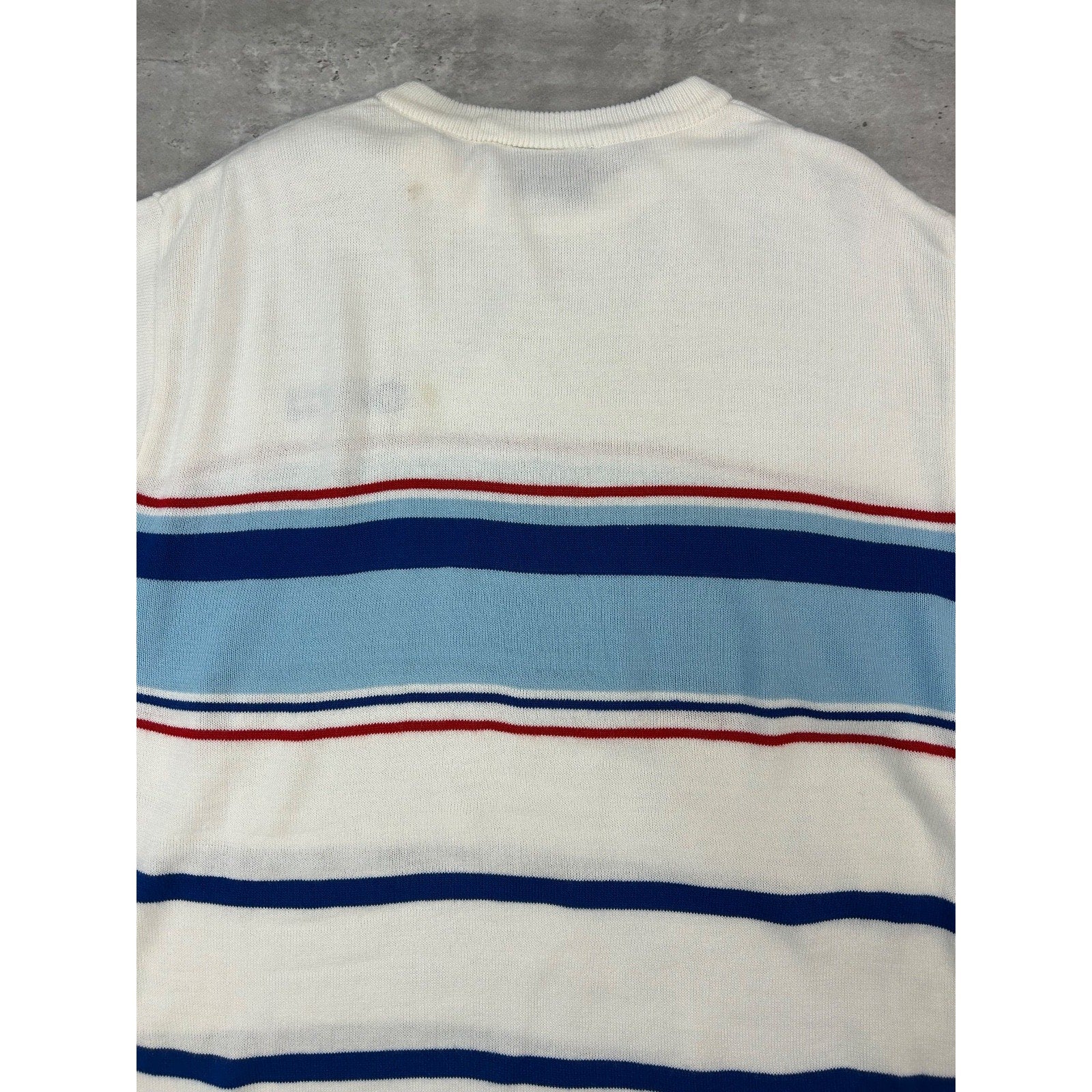 Vintage Y2K South Pole Striped Embroidered Logo Knit T-Shirt Size Large