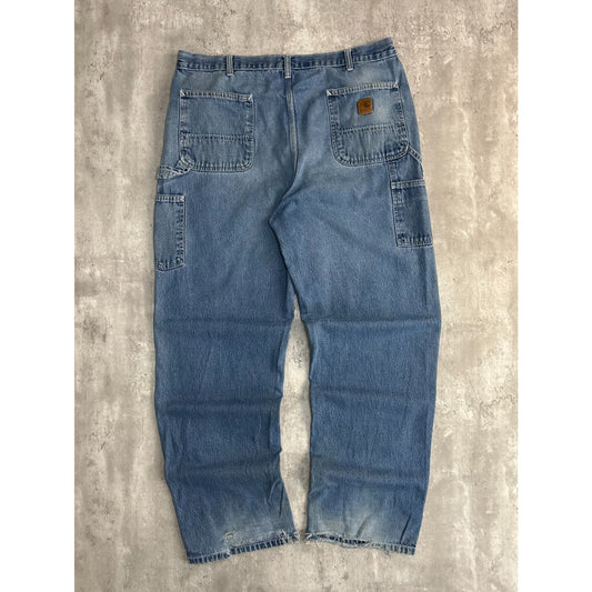 Vintage Carhartt Medium Wash Denim Workwear Carpenter Pants Size 39