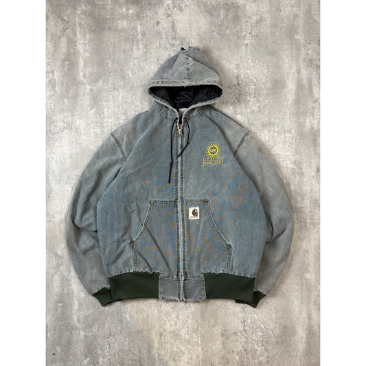 Vintage Carhartt Thermal Lined Canvas Workwear Hooded Active Jacket Size Large