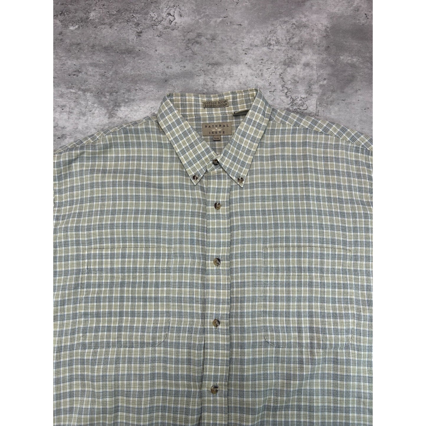 Vintage Natural Issue Plaid Single Pocket Cropped Button Up Shirt Size Large