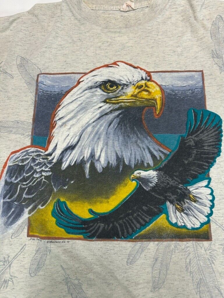 Vintage 1993 African Lion Safari Bald Eagle Nature Graphic T-Shirt Size XL 90s