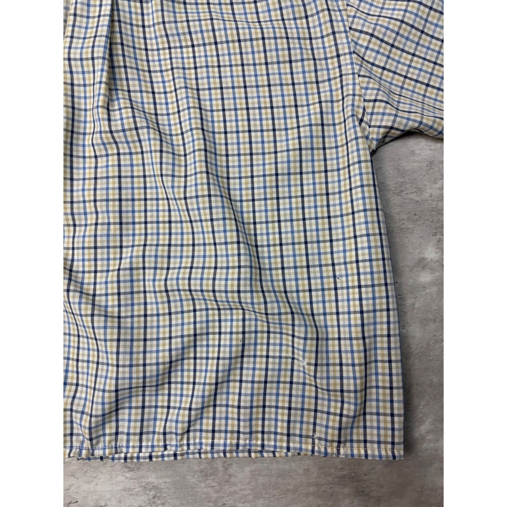 Vintage Van Heusen Single Pocket Plaid Cropped Button Up Shirt Size Large