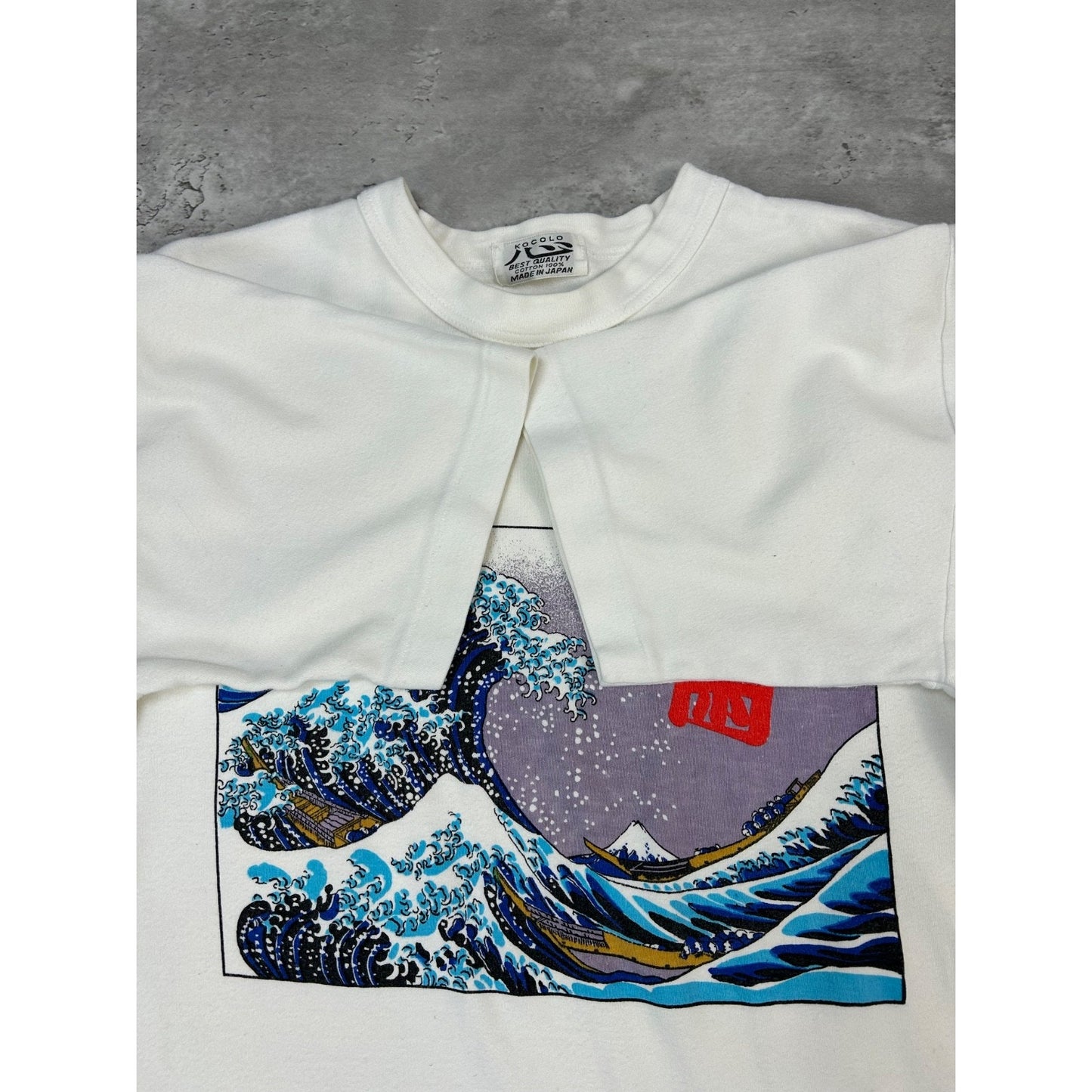 Vintage Kocolo The Great Wave of Kanagawa Graphic T-Shirt Size Large White