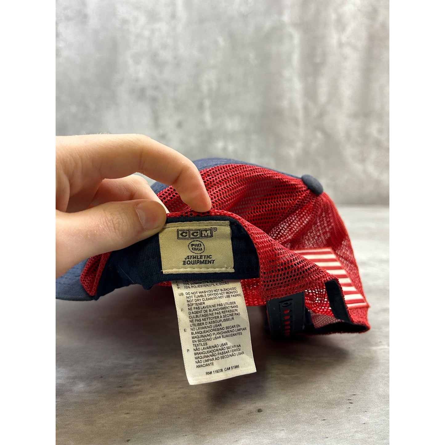 Vintage CCM Embroidered Spellout AMerican Flag Trucker Snapback Hat OSFA